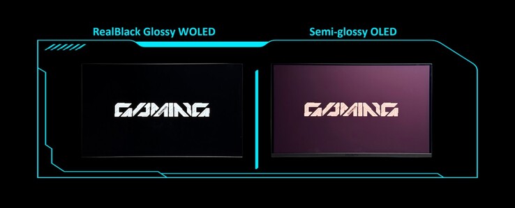 The RealBlack Glossy screen coating ensures deeper blacks than matte OLEDs. (Image source: Gigabyte)