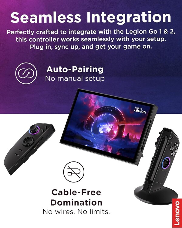 The Legion Go 2 Truestrike controllers have pogo pins for charging and connecting to the device, but also have a USB-C port for charging. (Image source: Lenovo)