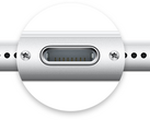 Lightning connector on iPhone 7 smartphone