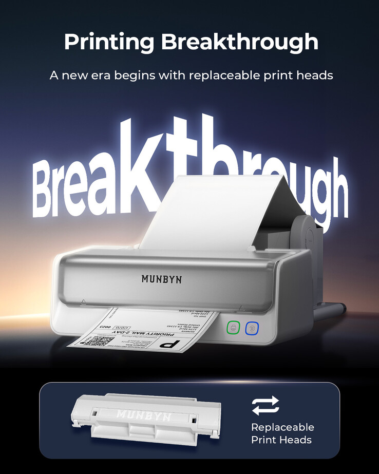 The Munbyn RW405B thermal label printer features a replaceable printhead (Image source: Munbyn)