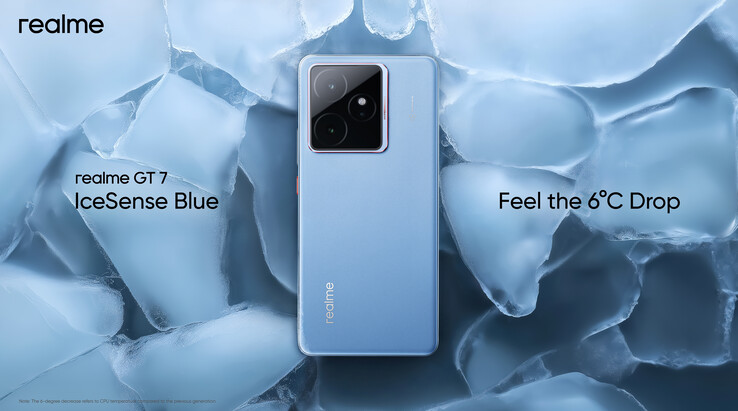 Realme GT 7 in IceSense Blue color. (Image source: X)