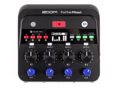 The Zoom PodTrak P4next delivers polished podcasts with AI noise reduction, vocal tone polishing, and sound compression. (Image source: Zoom)
