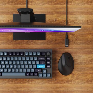 The Keychron M5 8K includes a braided USB-C cable and a USB-C-to-A adaptor for better wireless signal. (Image source: Keychron)