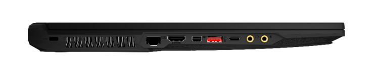 Left: Gigabit RJ-45, HDMI 2.0, mini-Displayport 1.2, USB 3.1 Gen. 2, USB 3.1 Gen.2 Type-C, 3.5 mm earphones, 3.5 mm SPDIF (ESS Sabre HiFi)
