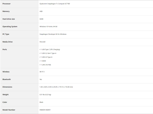 Qualcomm Snapdragon Developer Kit - Specifications. (Source: Microsoft Store)