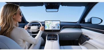 Teclast M60 shown being used for navigation in a car
