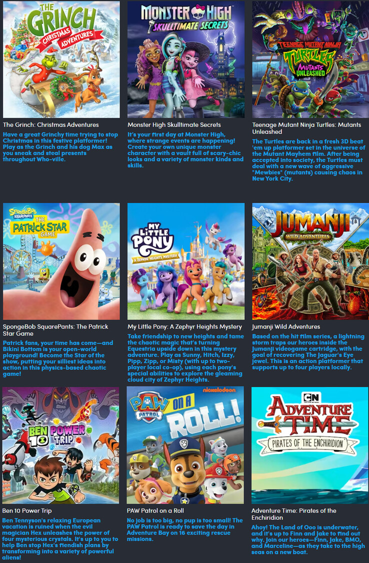 All the games included in the Endless Fun collection (Image source: Humble Bundle)