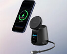 the MagStand Charging Station can power three devices at the same time. Pictured: the charging stand in black.
