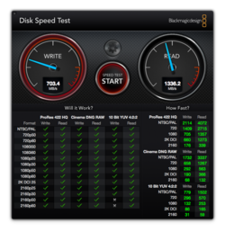 Blackmagic Disk Speed Test Air 2017