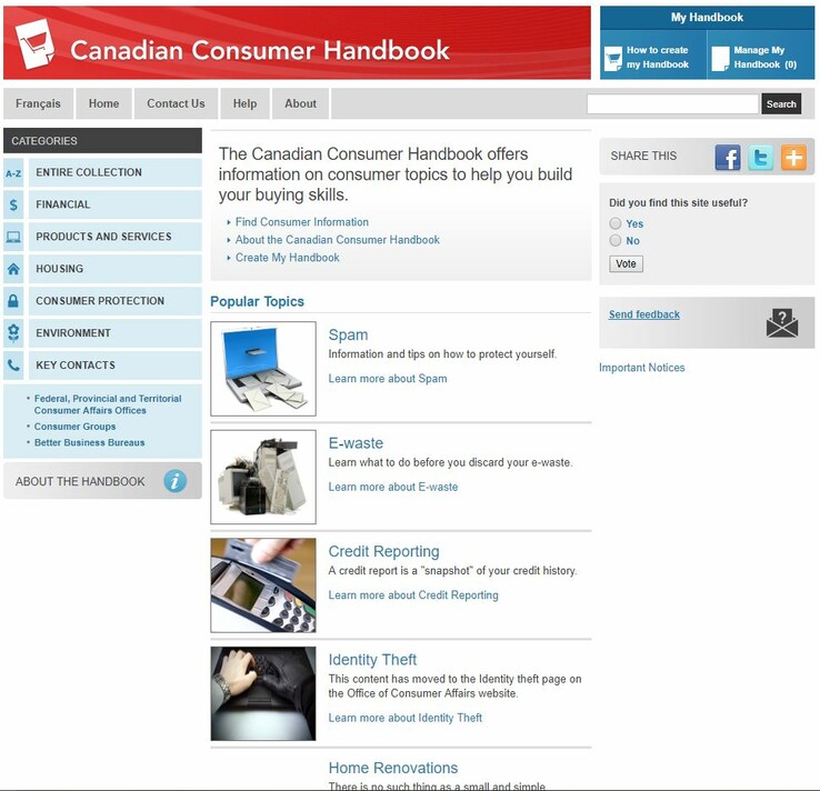 The Canadian Consumer Handbook has a wealth of knowledge on Canadian consumer rights (Image source: CMC Canada)