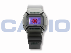 The Casio G-Shock x Hidden NY DW5600HDN257 watch (pictured) has a custom logo that lights up orange through the LED backlight. (Image source: Casio)