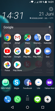The default launcher includes a folder containing all the Google apps that are preinstalled.