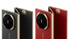 Huawei&#039;s Mate XT, detailed in dark black and &#039;Ruihong&#039; colors, as showcased on the company&#039;s VMall page. (Image source: Huawei)