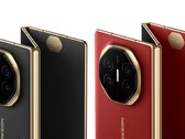 Huawei's Mate XT, detailed in dark black and 'Ruihong' colors, as showcased on the company's VMall page. (Image source: Huawei)