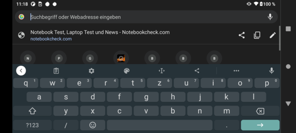 Keyboard in landscape mode