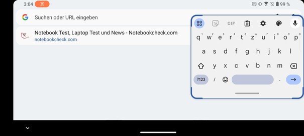 Keyboard in landscape mode