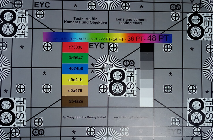 Photo of our test chart