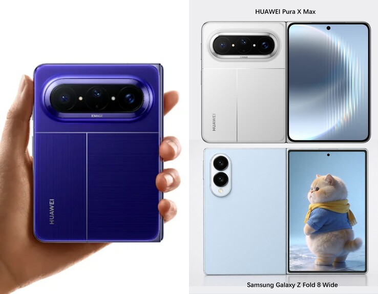 Galaxy Z Fold8 Wide renders next to the Huawei Pura X Max.