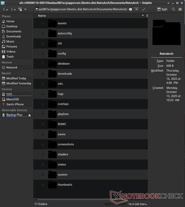 You even have access to the files of specific apps, such as RetroArch. 