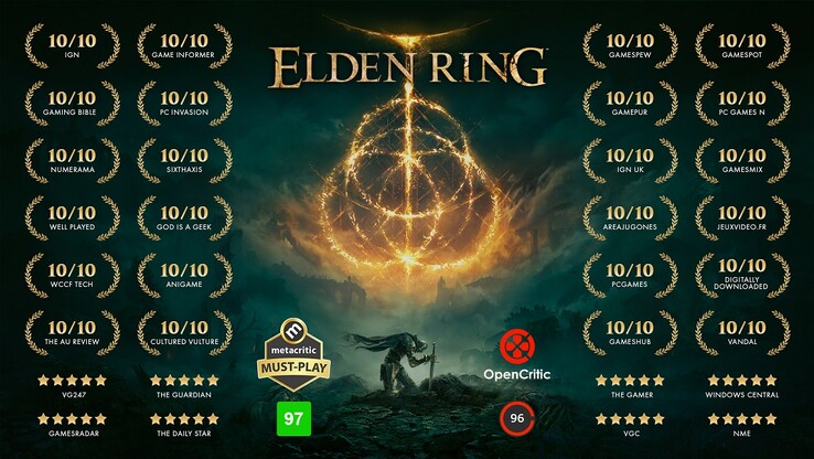 Elden Ring has been highly praised by many reviewers. (Image source: @ELDENRING)