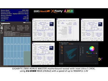 Different monitoring apps showing CPU, motherboard, and XFinity+ RAM specifications. (Image source: V-color)