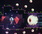 Celeste steam deal screebshot showing a character fighting a giant eyeball