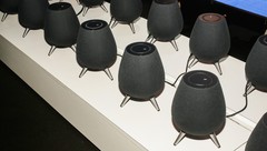 The Samsung Galaxy Home smart speaker has a unique design. (Source: CNET)