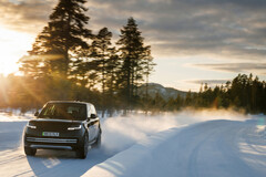 The new Range Rover Electric undergoing winter testing at -4°C in Sweden. (Image source: Land Rover)