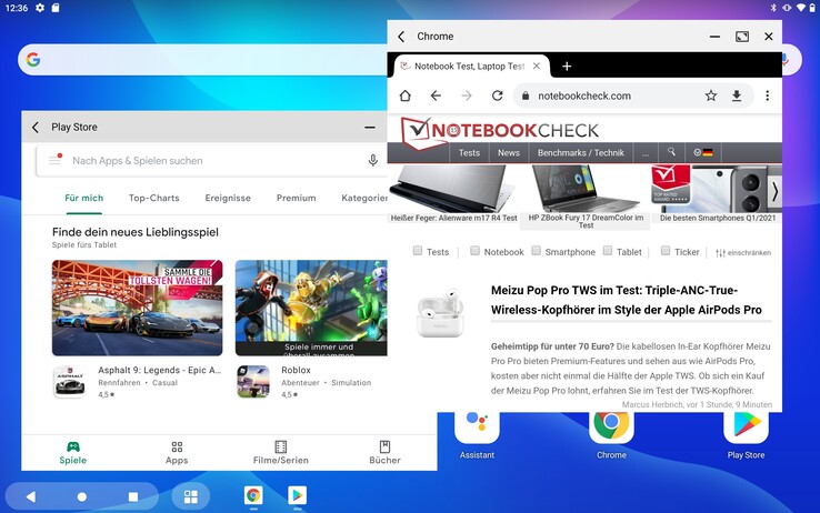 Within Productivity Mode, Lenovo's 11.5-inch tablet overlays the Android UI with a desktop-like interface. Apps then run in windows and can be moved and resized as desired.