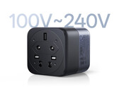 The Ugreen X575 charger has a wide voltage range compatibility. Pictured: a promo picture showing the bottom of the adapter.