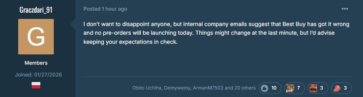 Graczdari_91 talks about pre-orders. 