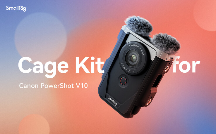 The SmallRig Canon PowerShot V10 Cage Kit looks at home on the pocket-sized camera. (Image source: SmallRig)