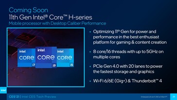 Intel 11th gen Tiger Lake 45 W. (Source: Intel)