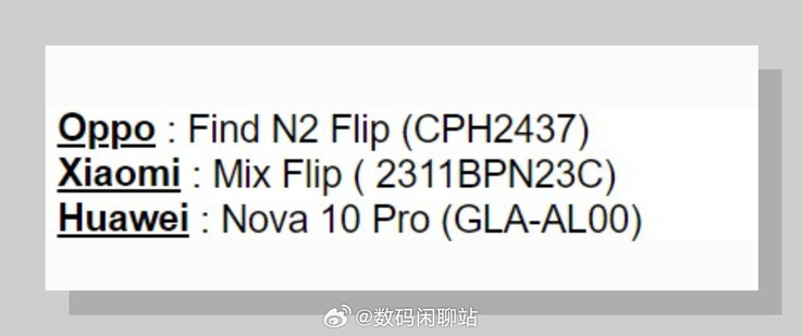 The Xiaomi Mix Flip shows up by name in a new leak. (Source: Digital Chat Station via Weibo)
