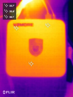 Vzmore AX9 Max during the stress test (top)