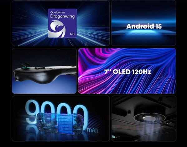 The Ayn Odin 3 Portal has a Snapdragon processor and a 9000mAh battery capacity.