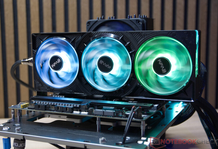 The KFA2 GeForce RTX 5070 Ti 1-Click OC during the open setup noise emission test