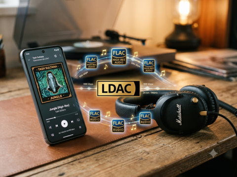 Smartphone streams Hi-Res music onto headphones
