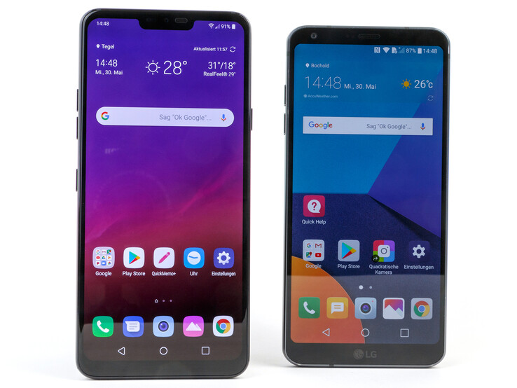 LG G7 ThinQ on the left next to the LG G6