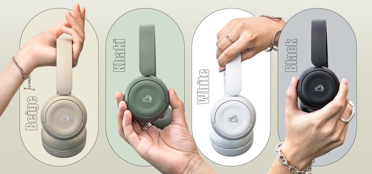 The JVC Kenwood HA-S60W headphones are available in four soothing matte colors—beige, khaki, white, and black. (Image source: JVC Kenwood)