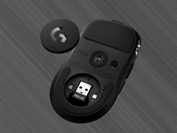 Logitech G Pro X3 Superstrike gaming mouse bottom shown
