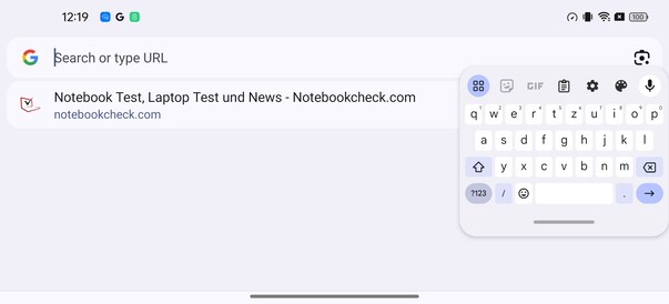Keyboard in landscape format (Google Gboard)