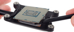It&#039;s not easy to get to, but the Kaby Lake CPU in the new 21-inch iMac uses a standard LGA 1151 socket. (Source: iFixit)
