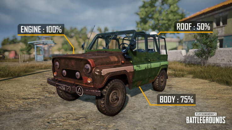 Extent of vehicle damage now depends on the zone being hit. (Image Source: PUBG Corp.)