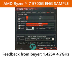 AMD Ryzen 7 5700G Engineering Sample - CPU-Z 1.425 V 4.7 GHz. (Image Source: hugohk on eBay).