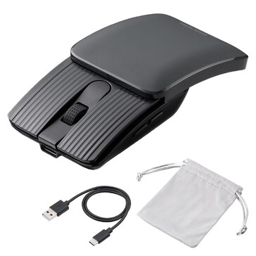 The Sanwa retracting mouse comes with a USB-A charging cable and pouch. (Image source: Sanwa Supply)