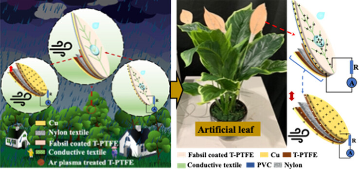 Three small generators for frictional electricity light up LEDs. (Source: ACS Sustainable Chem. Eng.)