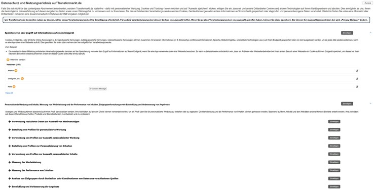 Especially obtrusive example: Website transfermarkt.de