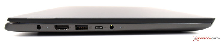 Left: power, HDMI, USB Type-A 3.0, USB Type-C 3.1 Gen1, audio combo jack
