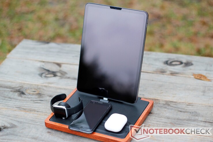 There's just enough room for a Watch, iPad, iPhone, and AirPods case.